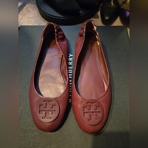 Tory Burch Minnie Ballet flats sz 10.5 burgundy wine color